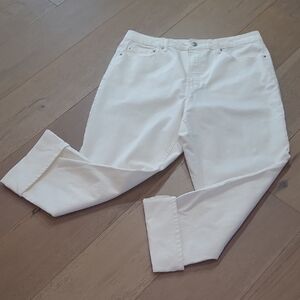 EUC Frye Jeans Women's sz 14 White High Rise Cropped Cuff Denim Jeans